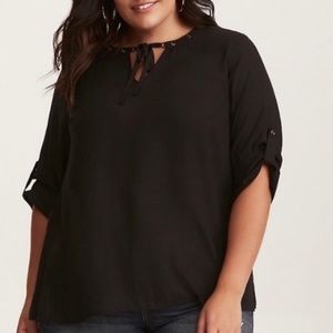 Torrid Grommet Tie Front Blouse Top